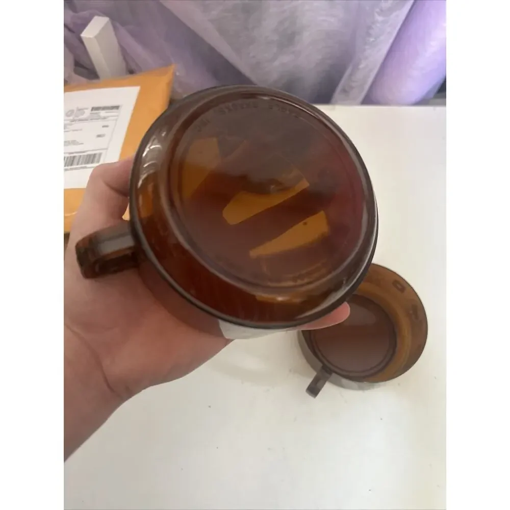 Vintage Amber Anheuser Busch Eagle Snack Cup Soup Bowl Brown w Handles